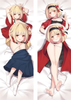 kf S0125ce0e8b914357bc08817bea7d21f8A Anime Lycoris Chisato Nishikigi Dakimakura Anime Pillow Case Cosplay Hugging Body Cartoon Accessories