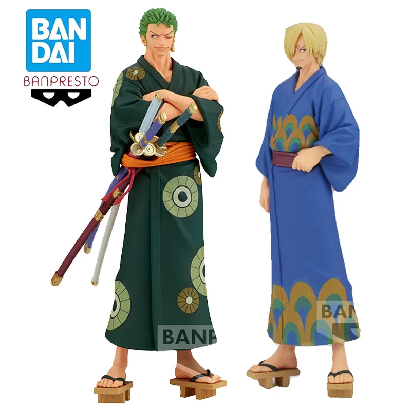 kf S58e620b7629e417f93f94bef14409f0cD In Stock Genuine Original BANPRESTO Roronoa Zoro Sanji ONE PIECE Action Anime Figure Collectible Model Dolls