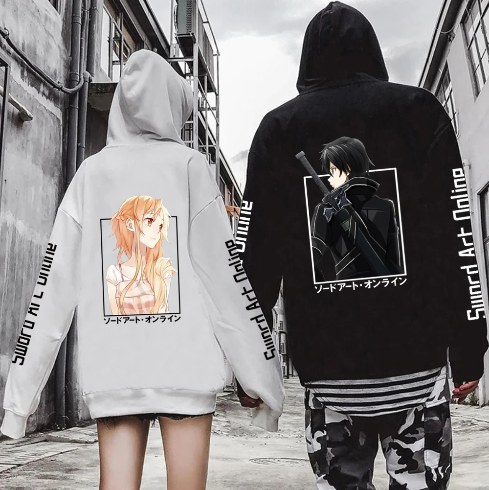 kf S6482badec59d48d3b94a315d6848e3a7o Anime Sword Art Online Plus Size Hoodie Kirito And Asuna Men Women Couple Sweatshirts Harajuku Long