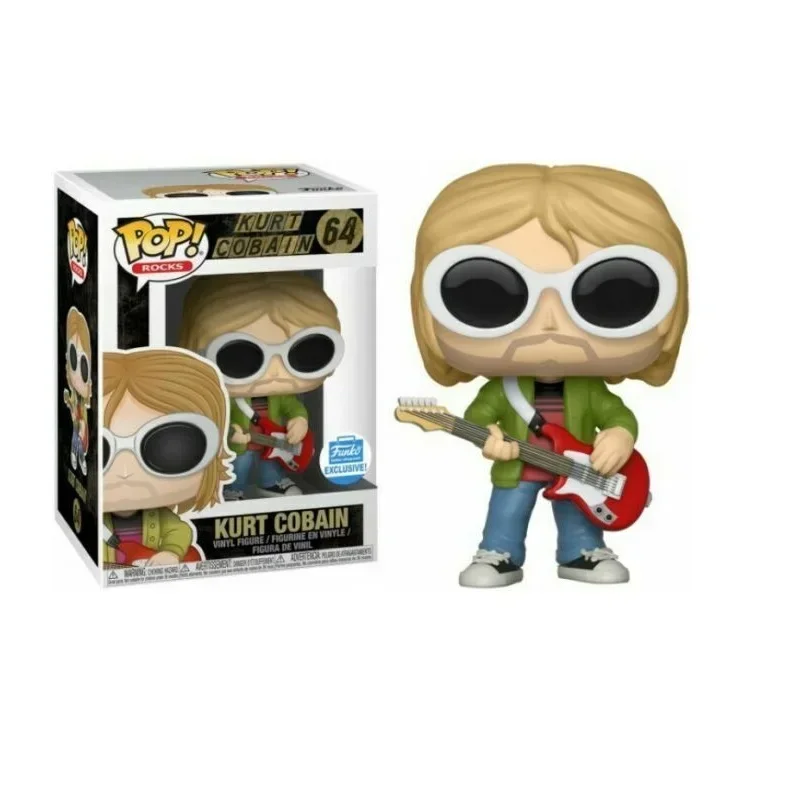 kf Sd55c4e99a88d49dcbcf7e156d088e113x Funko Pop ROCKS Singer KURT COBAIN 64 66 Cobain Musician 10cm PVC Exclusive Vinyl Action Figures